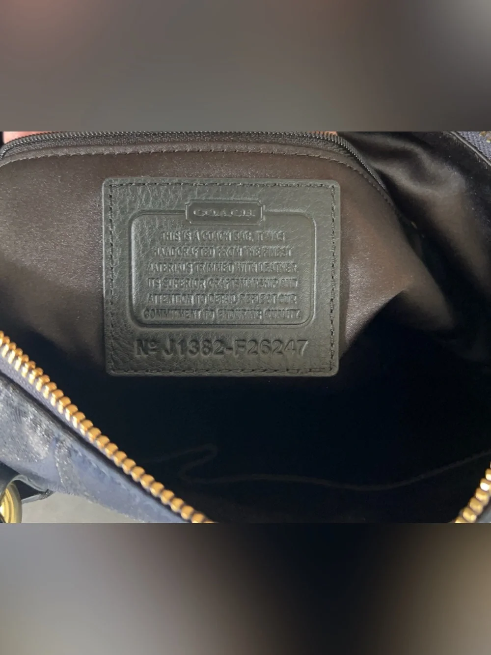 Coach Campbell Signature Metallic Satchel Navy Blue Black F26246